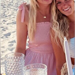 Pink ruffle mini dress